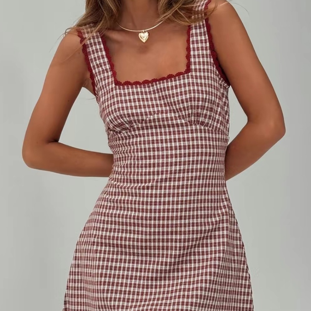 Princess Polly Red and White Checkered Dress